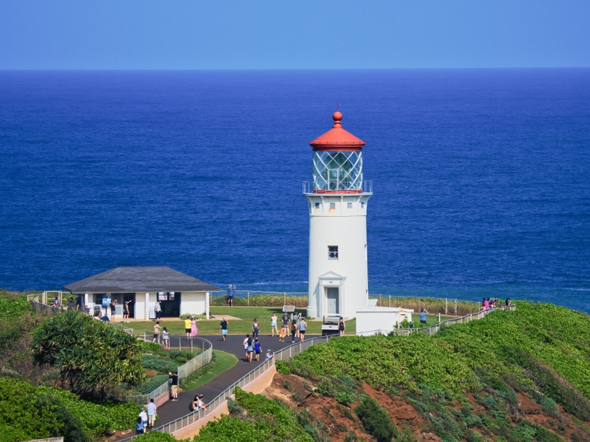 Kilauea Lighthouse: Majestic coastal beacon in Hawaii, perched on Kauai's northern cliffs, Iconic structure built in 1913, offers breathtaking views, and now serves as a wildlife refuge, home to seabi