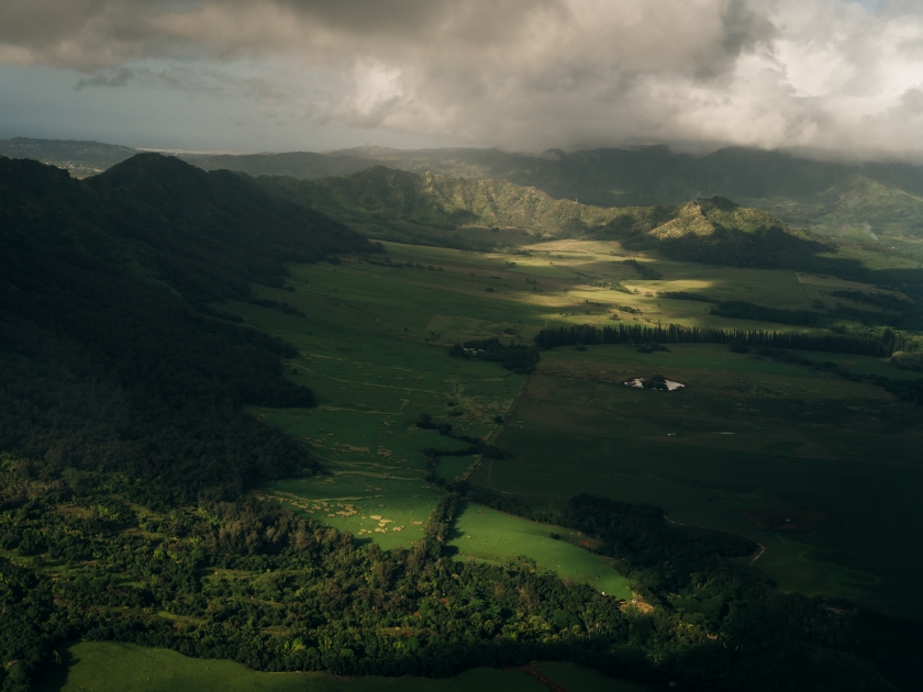 Lihue, Kauai Hawaii , USA - sep 2022 Aerial view of Nawiliwili Bay and Kalpaki Beach. High quality photo