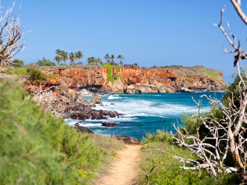 Hiking the Mahaulepu Heritage Trail in Kauai, Hawaii.