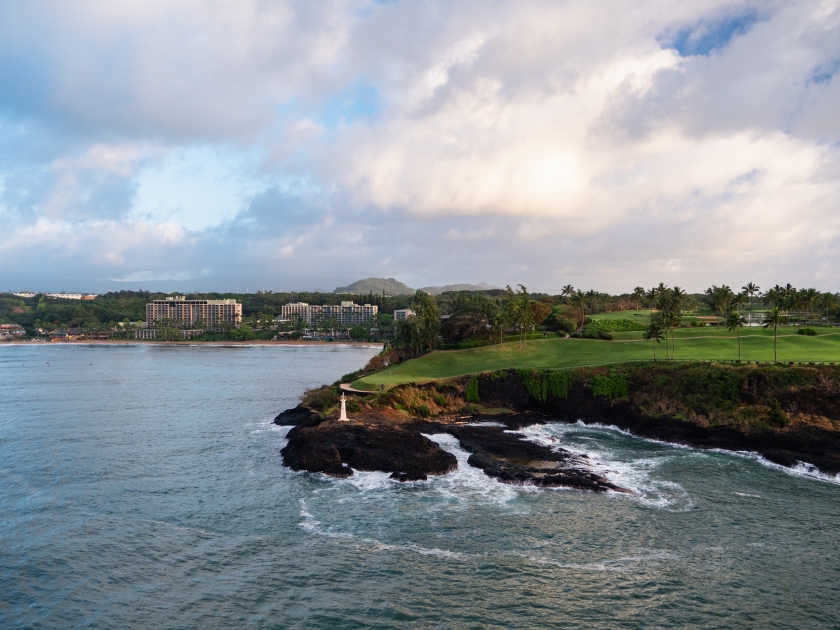 Cruise ship arrives at Nawiliwili port on Kauai, Hawaii. Kauai is known as the 