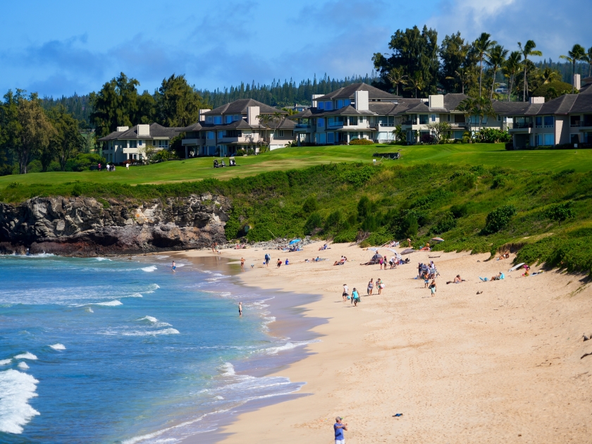 Oneloa Beach along the Kapalua Coastal Trail on West Maui, Hawaii - Picturesque beach with translucid waters in the Pacific Ocean