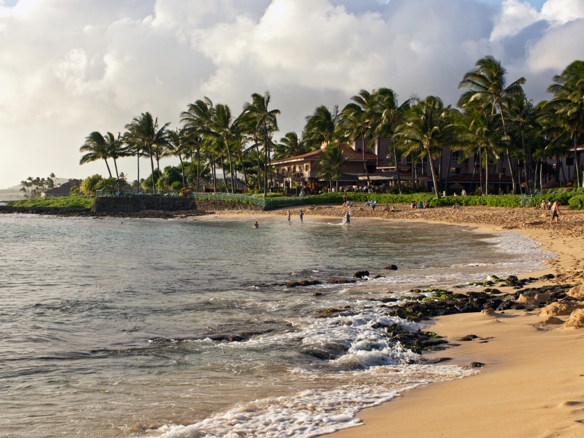 poipu beach park on the island of Kauai, Hawaii.