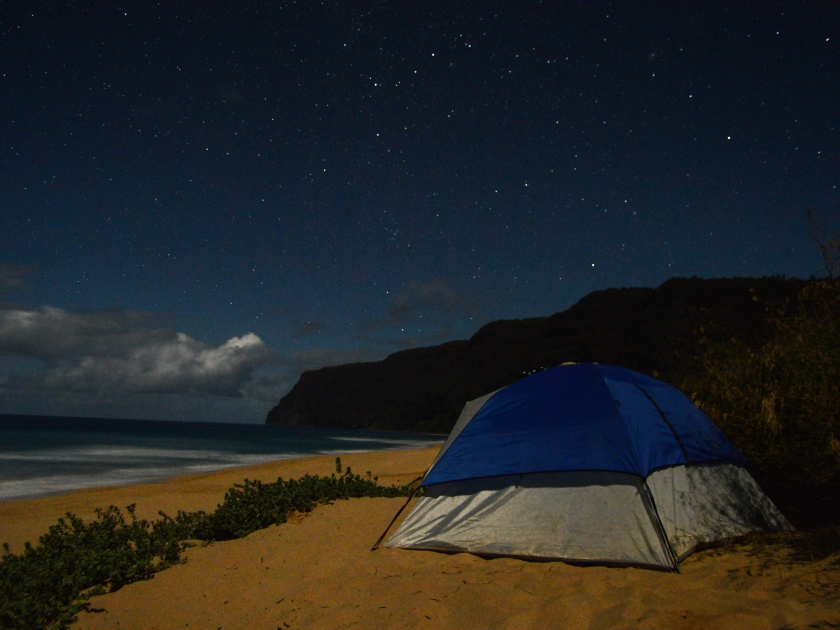 Polihale State Park Camping, Kauai, Hawaii