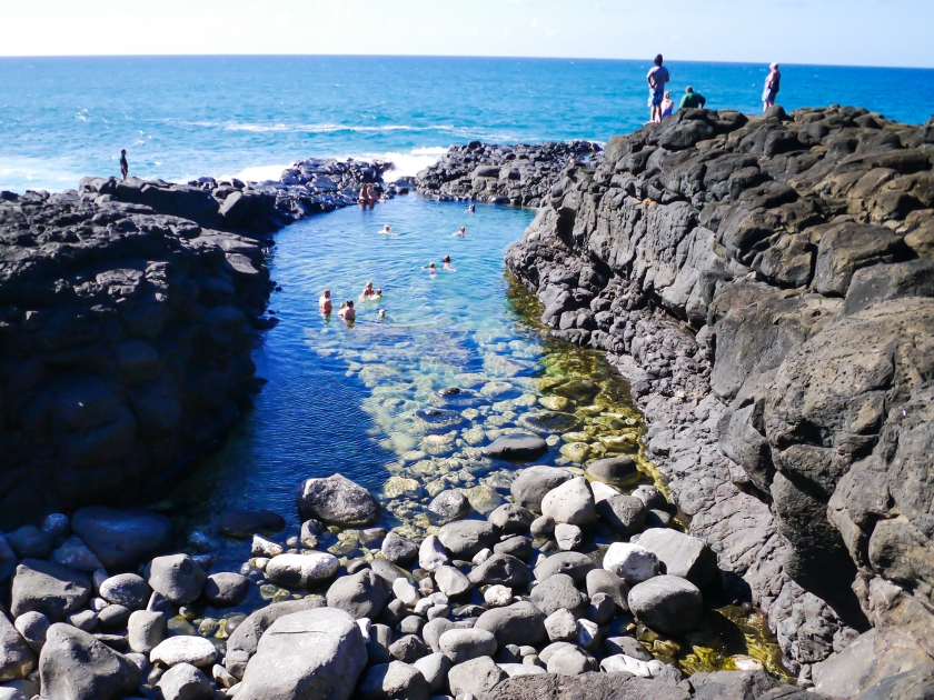 A beautiful day at the Queen's bath, Kauai Hawaii