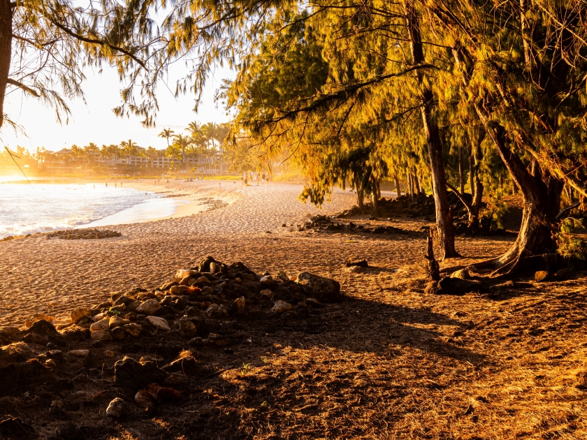 Sunset on The Sandy Shore of Shipwreck Beach, Poipu, Kauai, Hawaii, USA