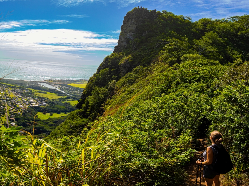 Female Hiker on The Sleeping Giant Trail, Kapa'a, Kauai, Hawaii, USA