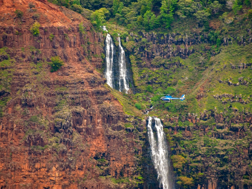 Waipo'o Falls, Waimea Canyon, Kauai, Hawaii. Waipo'o Falls is a fantastic waterfall on Kokee Stream dropping 800 ft. in two tiers. It is located in the heart of the Waimea Canyon.