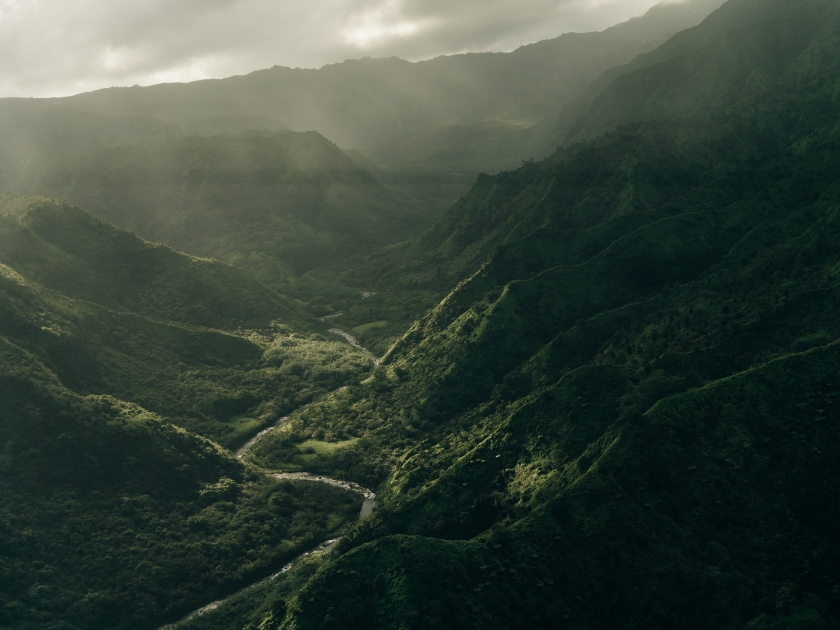 Aerial View of Waimea Canyon State Park, Kauai County, Hawaii, United States. High quality photo