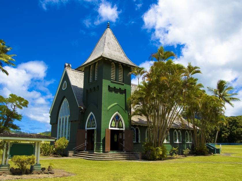 Green Church in Hanalei, on the island of Kauai, Hawaii