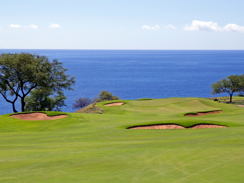 Golf course by the ocean, Hawaii