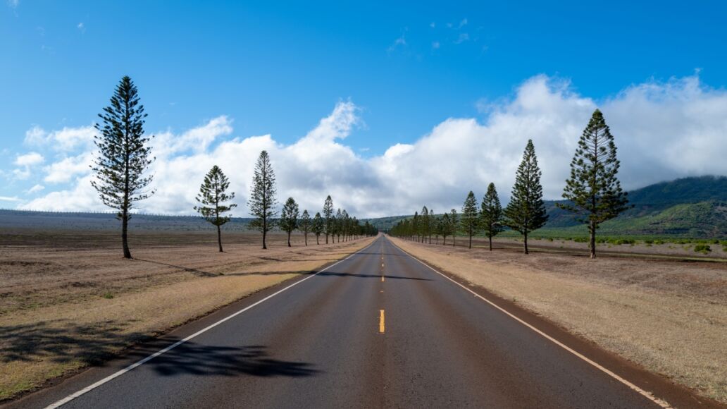 Open road in Lanai Hawaii