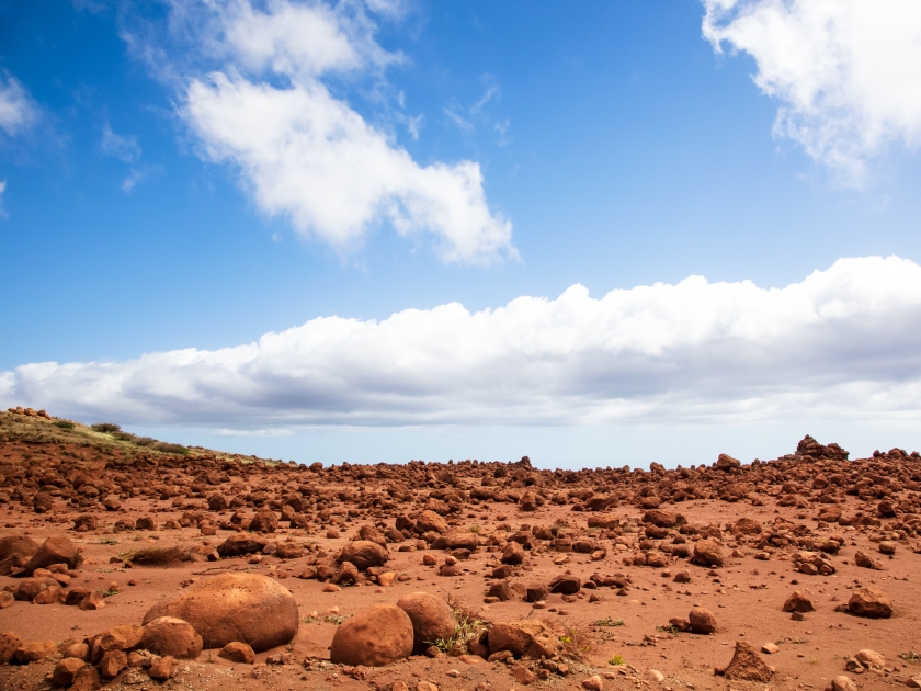 Lanai, Hawaii. Garden of the Gods. Red rocks and blue sky. Looks like Mars