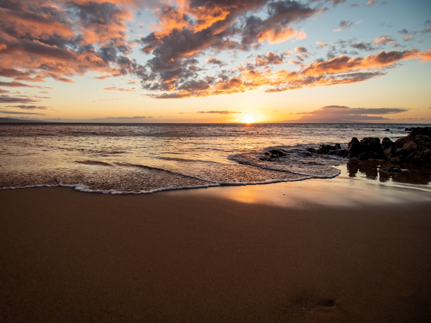 Sunset from Charley Young Beach, Kihei, Maui, Hawaii