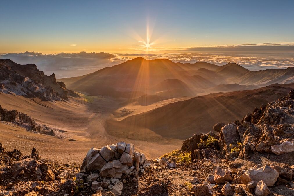 Haleakala volcano at sunrise on the island of maui, hawaii