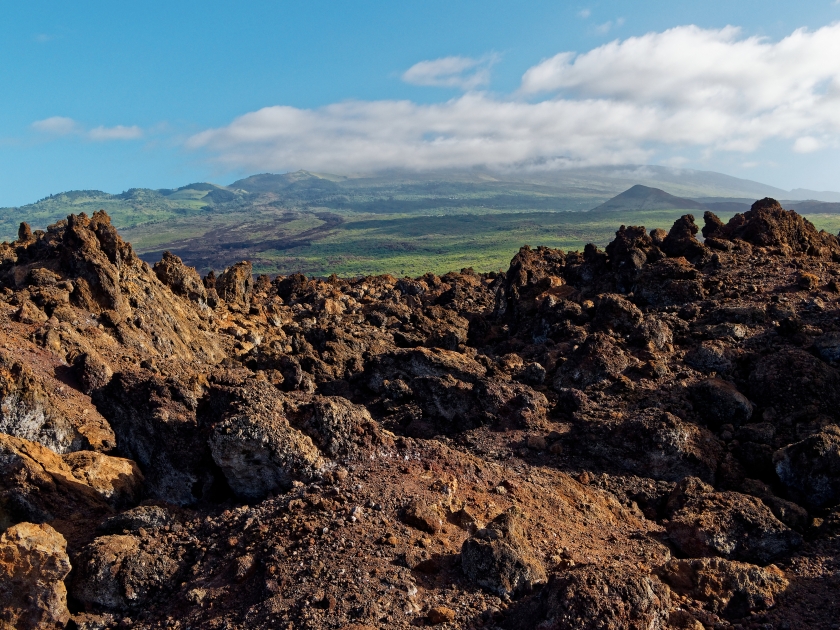 Volcanic landscape on Hoapili trail in Maui, Hawaii