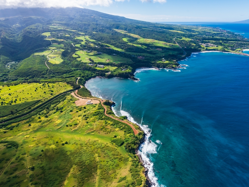 Honolua Bay, Maui, Hawaii from a helicopter