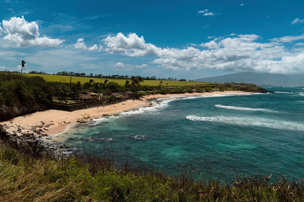 Scenery of Ho’okipa Beach Park, Maui, Hawaii, Ho'okipa Beach is a world-renowned windsurfing destination with often dramatic and impressive surf for sightseers as well