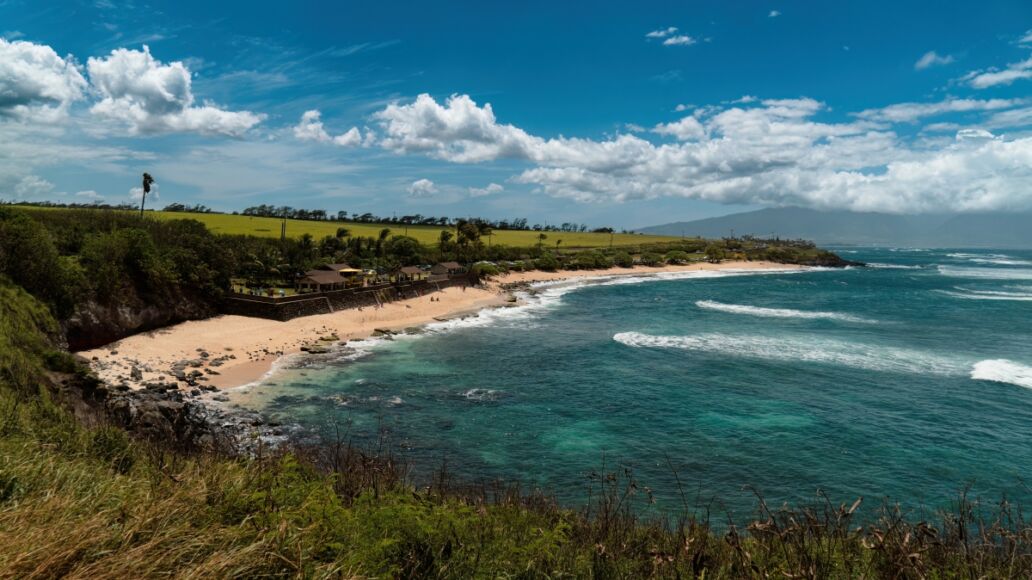 Scenery of Ho’okipa Beach Park, Maui, Hawaii, Ho'okipa Beach is a world-renowned windsurfing destination with often dramatic and impressive surf for sightseers as well