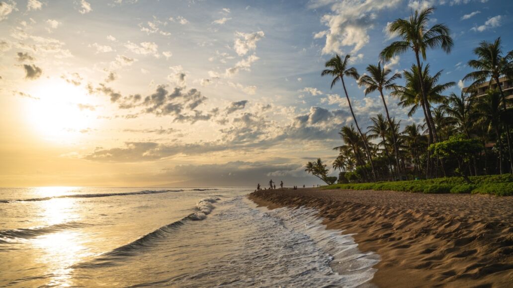 scenery at kaanapali beach in maui island, hawaii