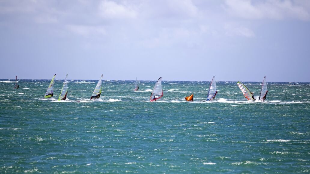 Wind Surfers off Kanaha Beach Park, Maui, Hawaii