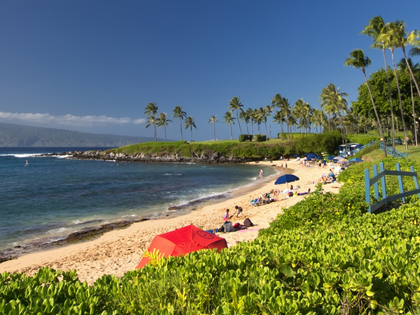 Kapalua beach on the west coast of Maui, Hawaii