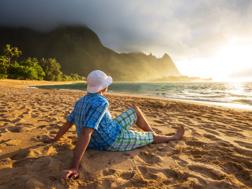 Beautiful scene in Tunnels Beach on the Island of Kauai, Hawaii, USA