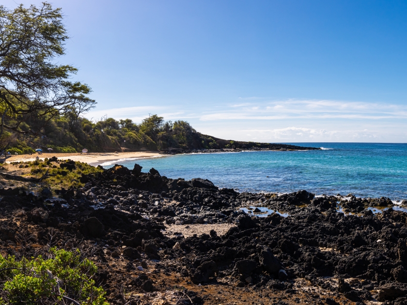 Tide Pools on Lava at Little Beach, Makena Beach State Park, Maui, Hawaii, USA