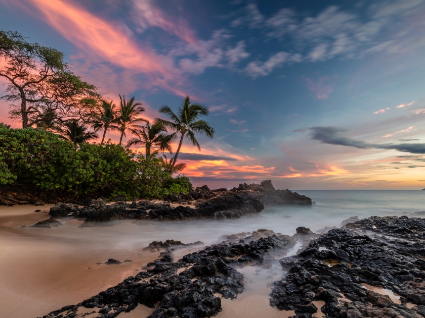 A magical sunrise from one of the most beautiful beaches on Maui, Hawaii