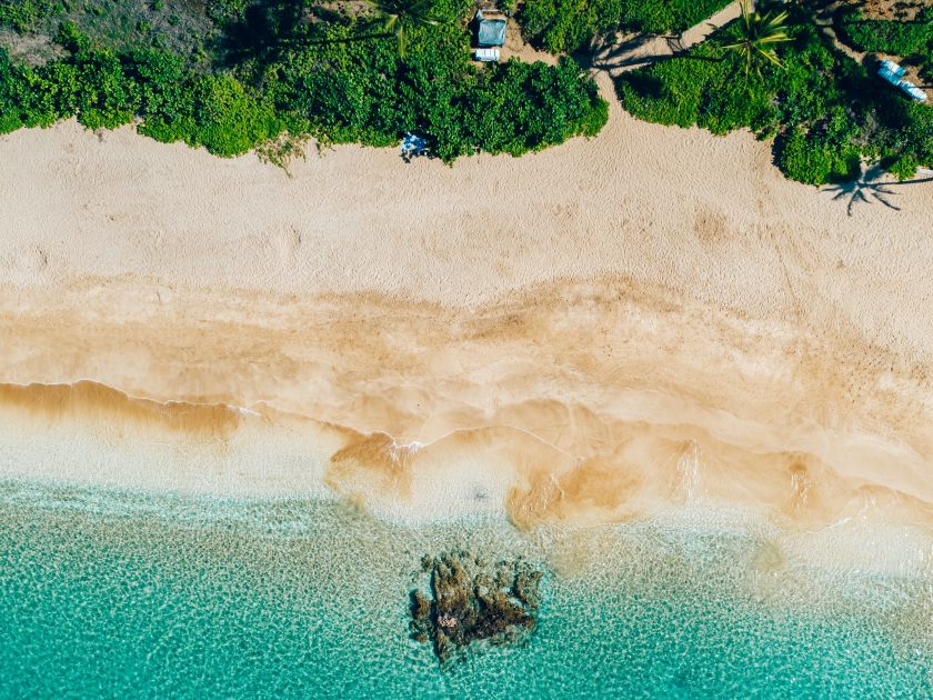 Drone perspective of the Maluaka Beach