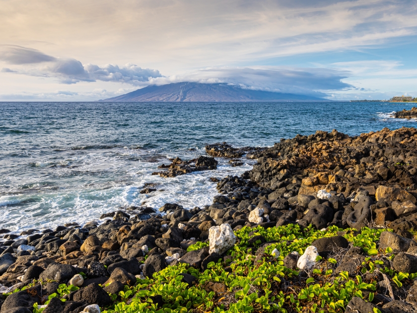 Sunset On The Lava Shoreline of Ulua Beach, Maui, Hawaii, USA