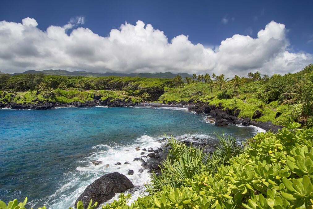 Waianapanapa state park, black sand beach. Maui, Hawaii