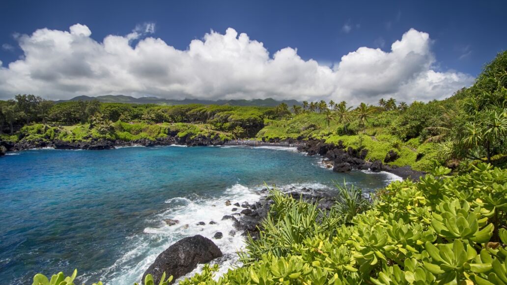 Waianapanapa state park, black sand beach. Maui, Hawaii