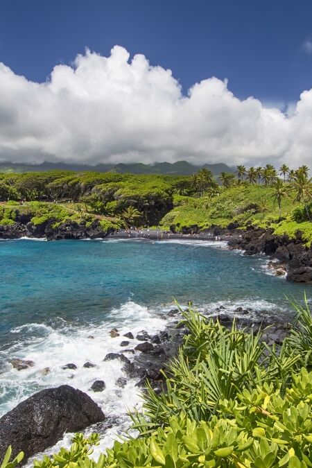 Waianapanapa state park, black sand beach. Maui, Hawaii