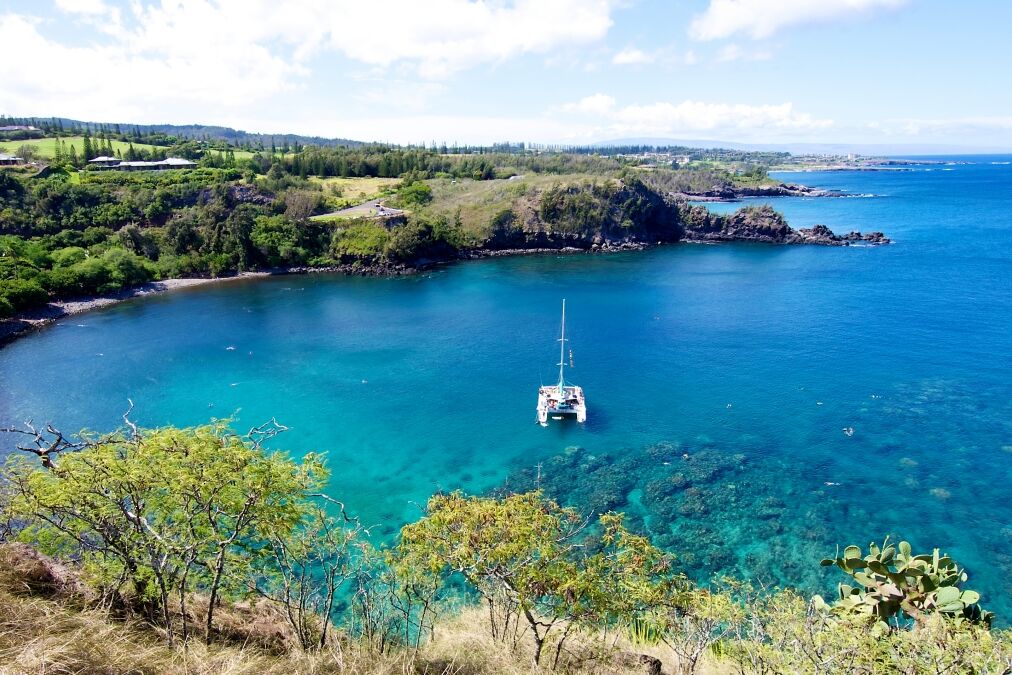 Landscape of Honolua Bay in Maui Hawaii