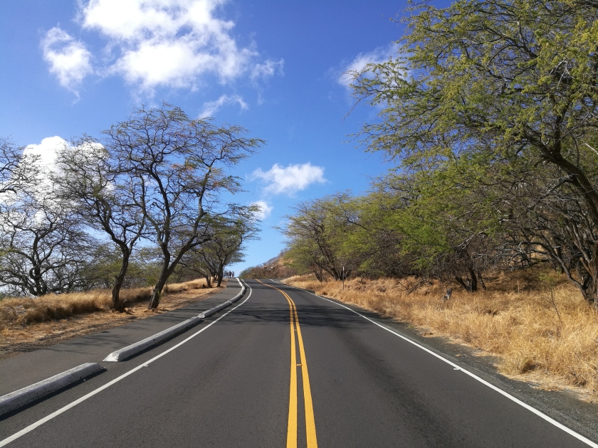 Road to Diamond Head State Monument in Oahu, Hawaii.