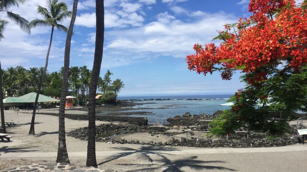 Kahaluu Beach Park closed for the day.