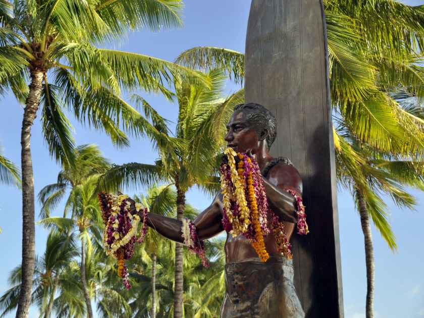 Duke Kahanamoku Statue in Waikiki Beach, Honolulu, Hawaii