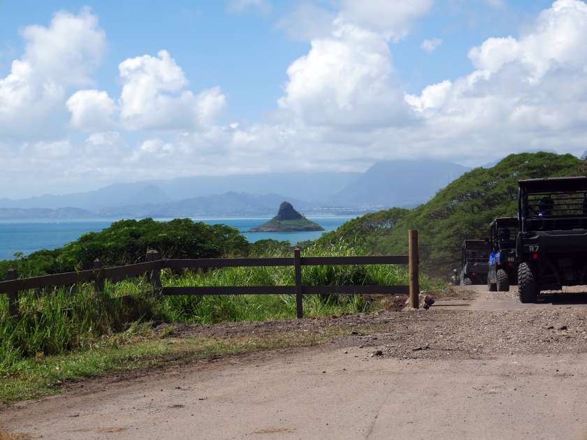 View of the Pacific Island and Chinaman's Hat on Oahu, Hawaii.