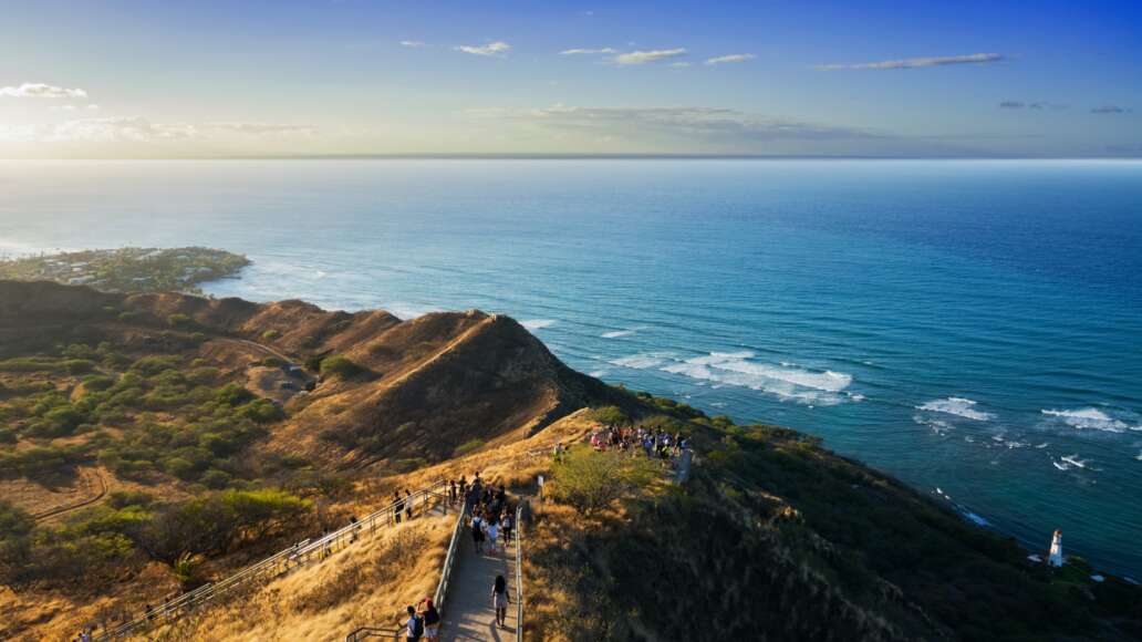 Ocean view from Diamond Head. Oahu, Hawaii.