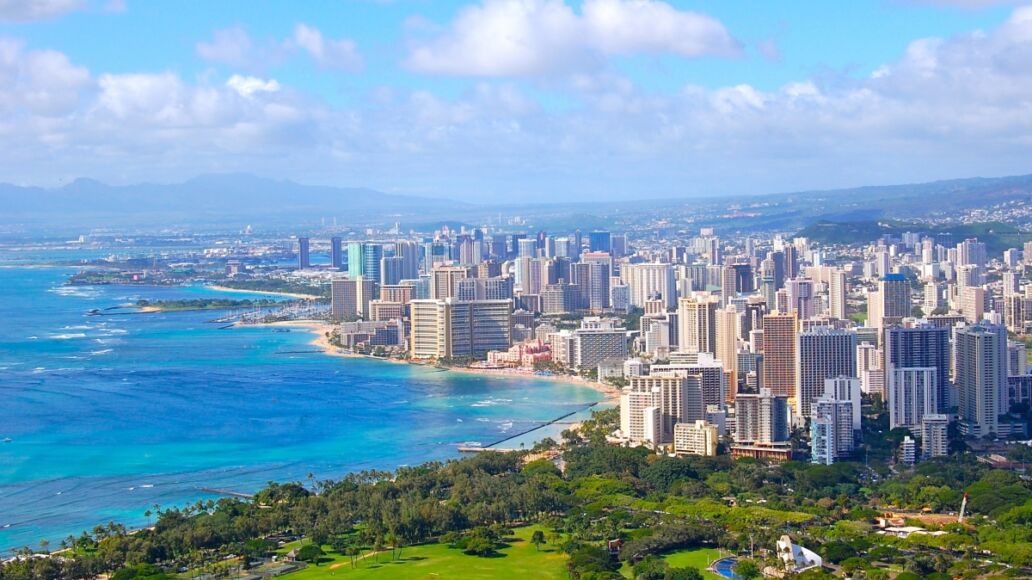 Waikiki Honolulu Hawaii City View from Diamondhead