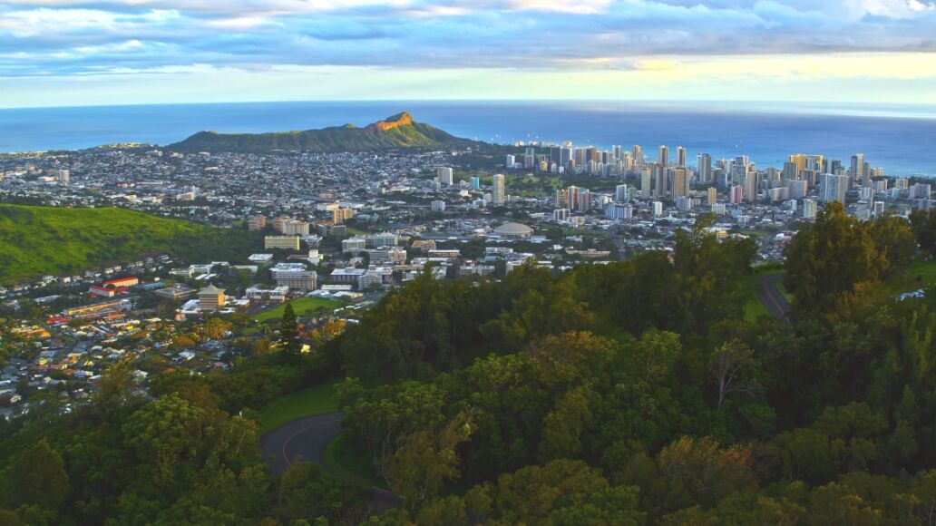 Oahu, Hawaii, USA: Aerial Views of the Island in the Sun.