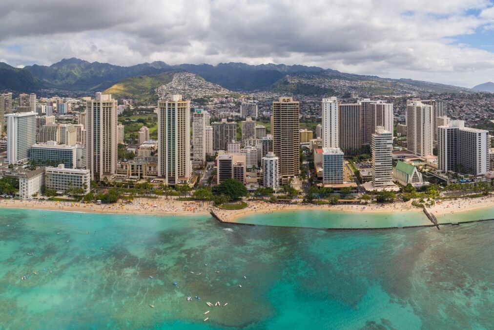Aerial panorama Hawaii Oahu