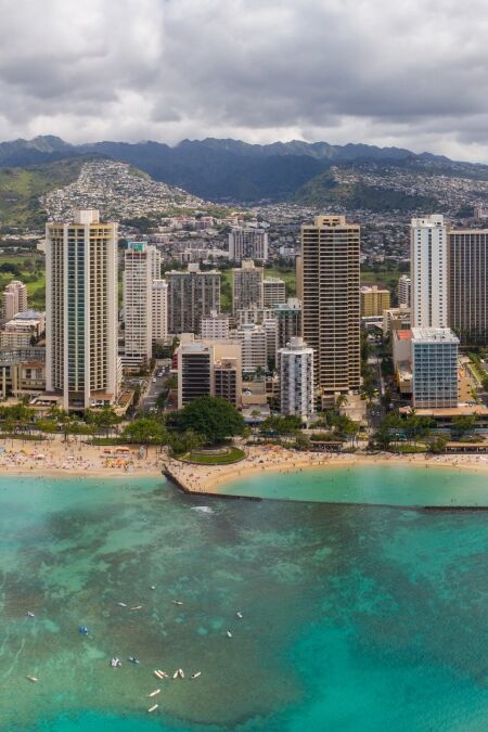 Aerial panorama Hawaii Oahu